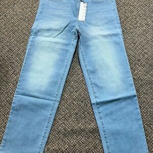Frayed Brand Jeans - High Rise Straight Blue Jeans Size 28